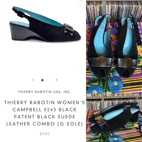 Thierry Rabotin Campbell 9243 Peep Toe Slingback in Black Suede Size 7.5 - Picture 7 of 10